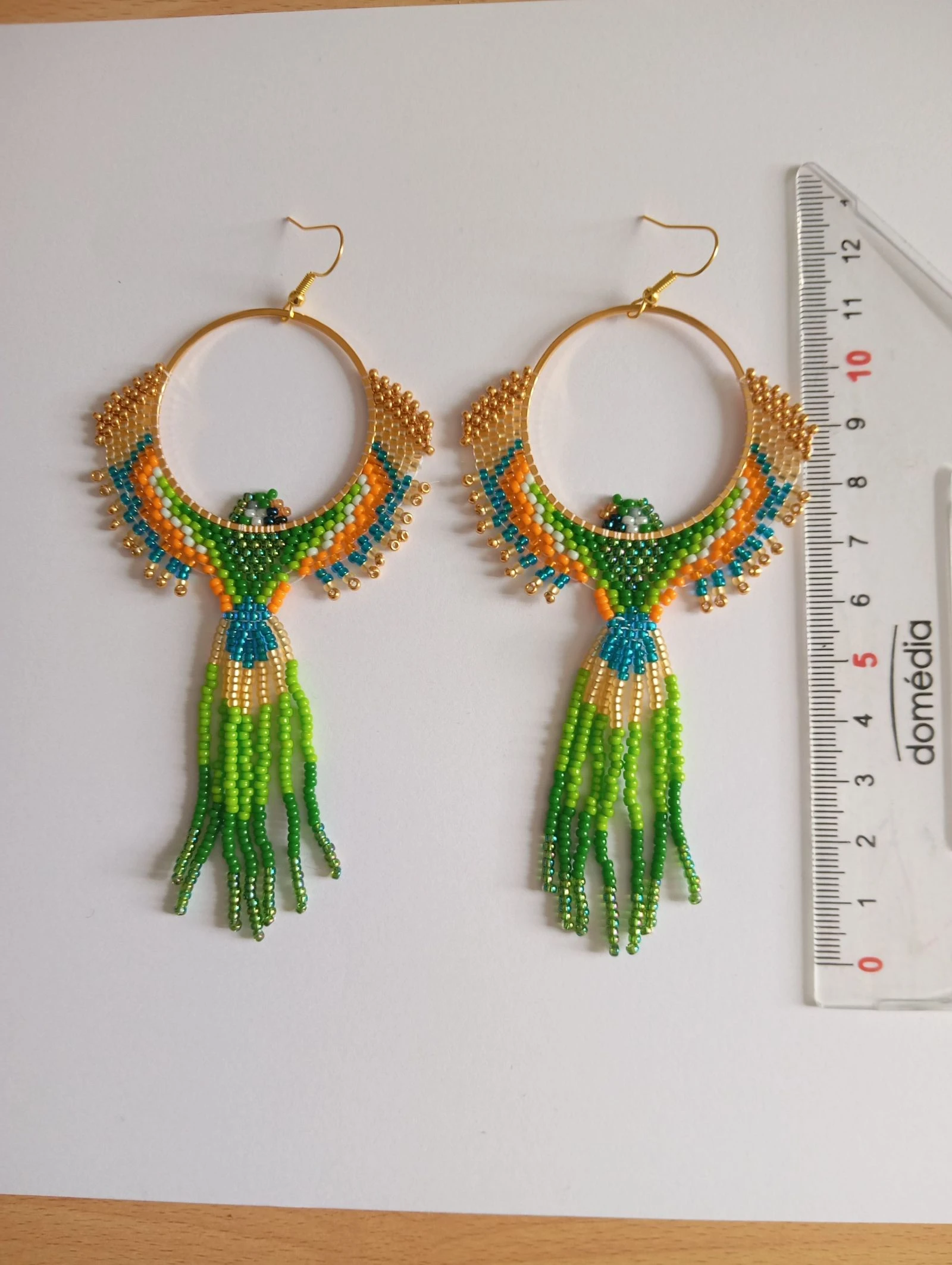 Brincos de argola "papagaio verde". – photo 4